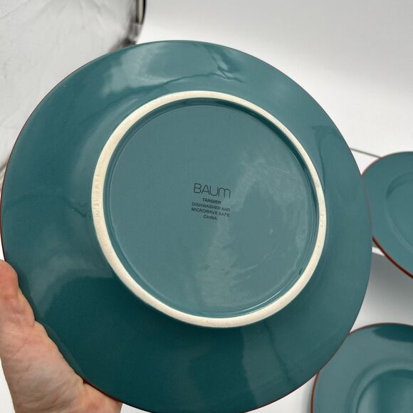 SOLD OUT Qty 1 Plate Baum Tangier (Turquoise/Orange) - Dinner Plate - 11" - Picture 9 of 10
